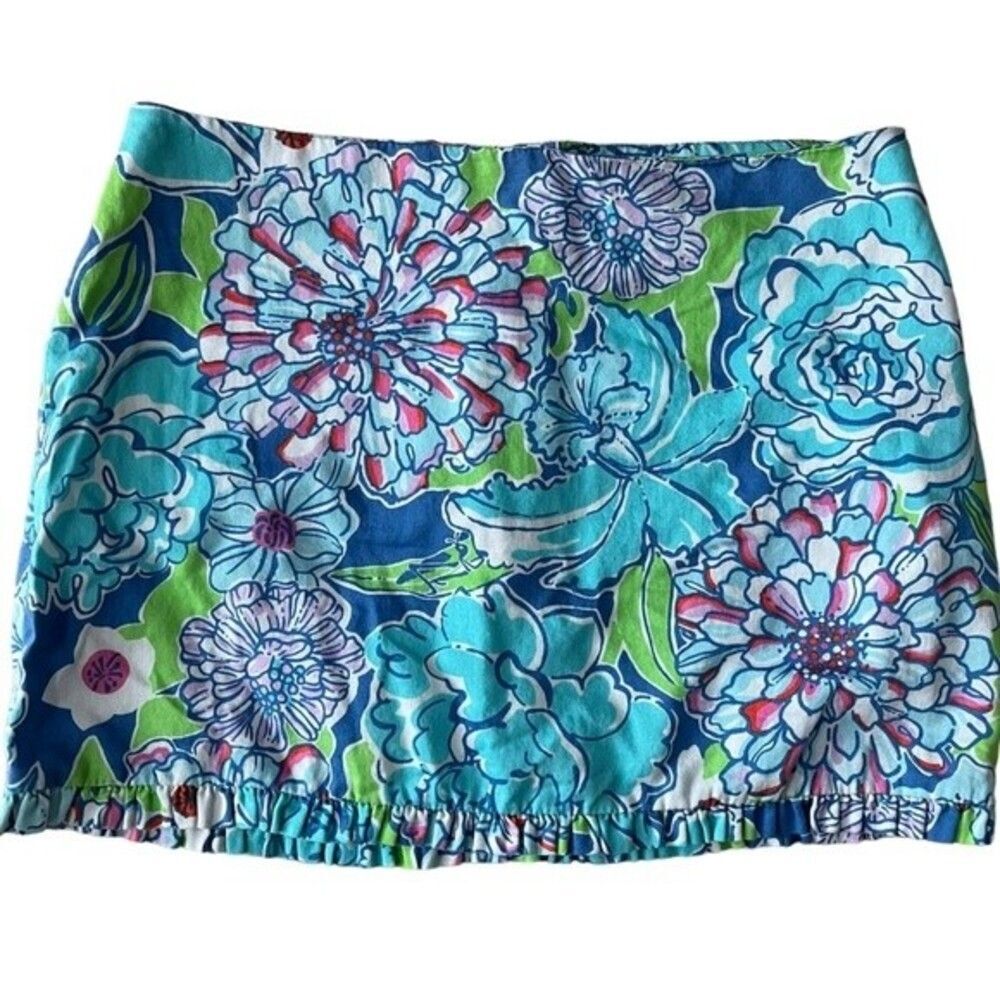 Lilly Pulitzer Ruffed Hem Floral Mini Skirt 0
